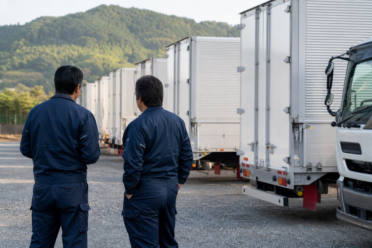 車庫で話すドライバーのイメージ